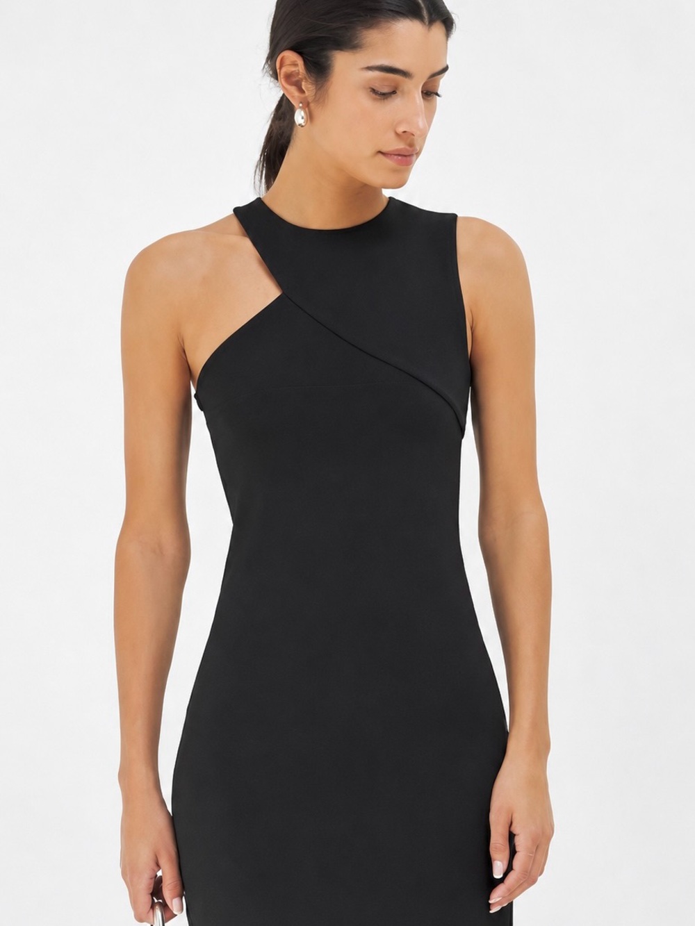 Marcella NYC Sabrina Dress Ponte Cocktail Asymmetric Midi Size XS - Picture 6 of 16